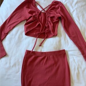 Elegant Pink Women's Skirt Set